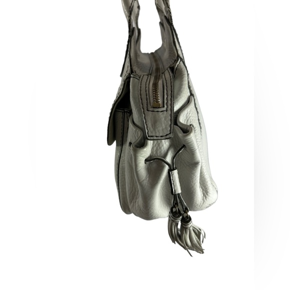 Vintage COLE HAAN white pebbled leather shoulder bag purse multi pockets - Picture 4 of 14